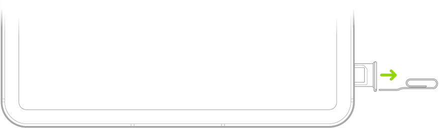 Końcówka małego spinacza lub narzędzia do wyjmowania karty SIM jest wkładana w otwór w tacce (z lewej strony iPada) w celu wyjęcia tej tacki.