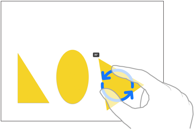 Двома пальцями однієї руки вибирають і обертають елемент у Freeform.