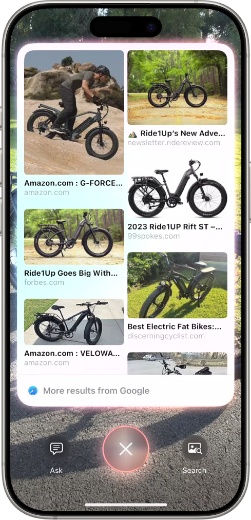 شاشة الذكاء المرئي تظهر بها نتائج بحث Google.