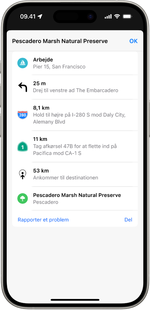 En trinvis vejvisning på en liste.