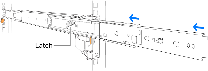 A rail assembly being retracted.