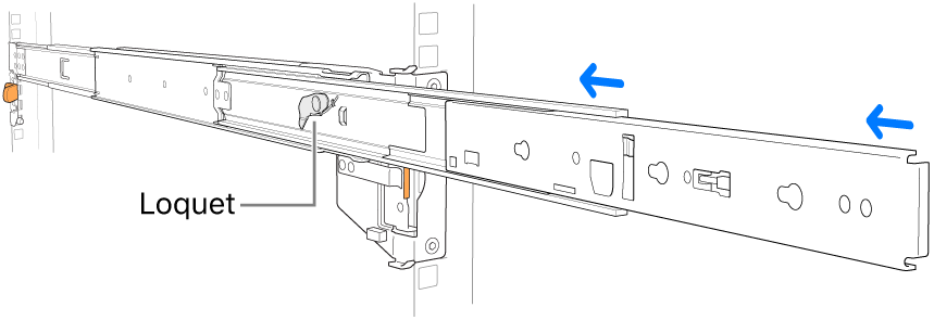 Une glissière qui est rétractée.