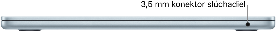 Pravá strana MacBooku Air s popisom 3,5 mm konektora slúchadiel.