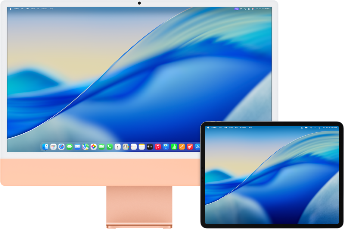 Ein iMac und ein iPad befinden sich nebeneinander.
