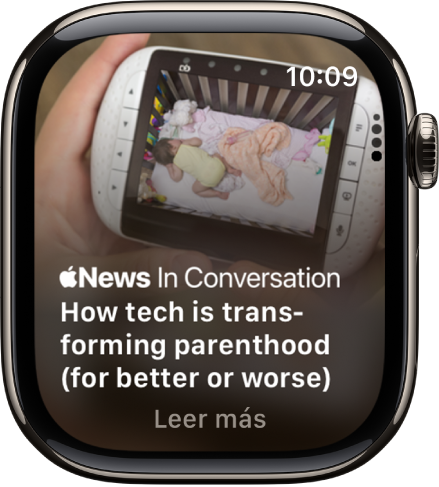 Un artículo en la app News. El botón Leer más está en el área inferior central.