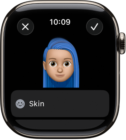App Memoji di Apple Watch menampilkan wajah.