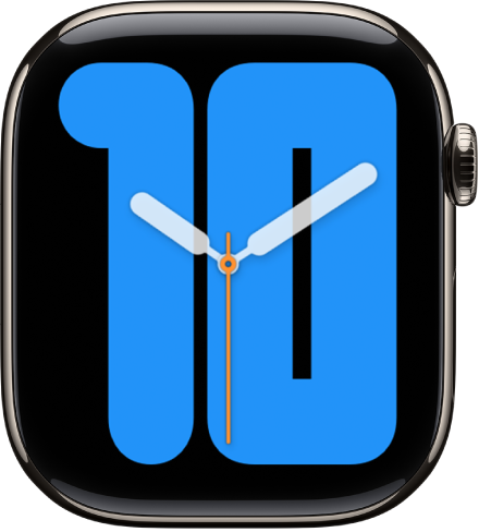 「單行數字」錶面顯示指針覆蓋大型數字指出小時。