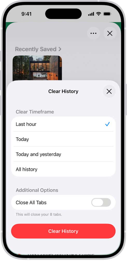 El menú “Esborra l’historial”. A sota d’“Esborra un període”, s’ha seleccionat “Darrera hora”. A sota d’“Esborra l’historial del perfil”, s’ha seleccionat “Tots els perfils”. A la part inferior de la pantalla hi ha el botó “Esborra l’historial”.