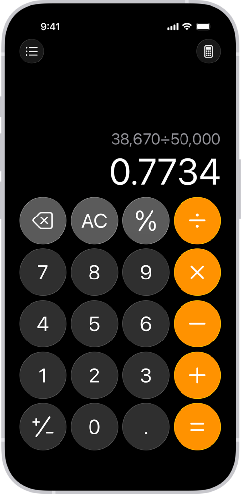 Der einfache Taschenrechner auf dem iPhone.