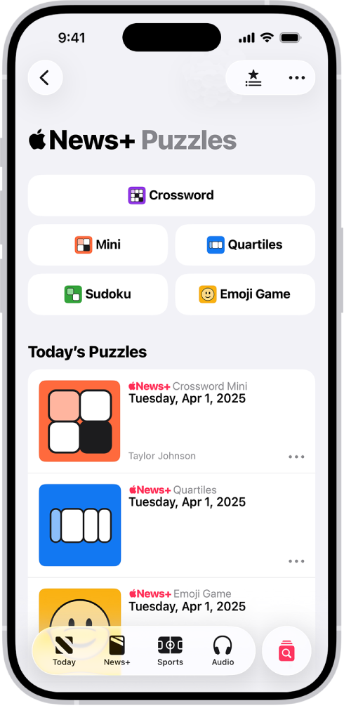ה-Feed של Puzzles ביישום News.