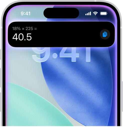 Um iPhone a mosstrar uma resposta de Siri na parte superior do ecrã na forma de um cálculo.