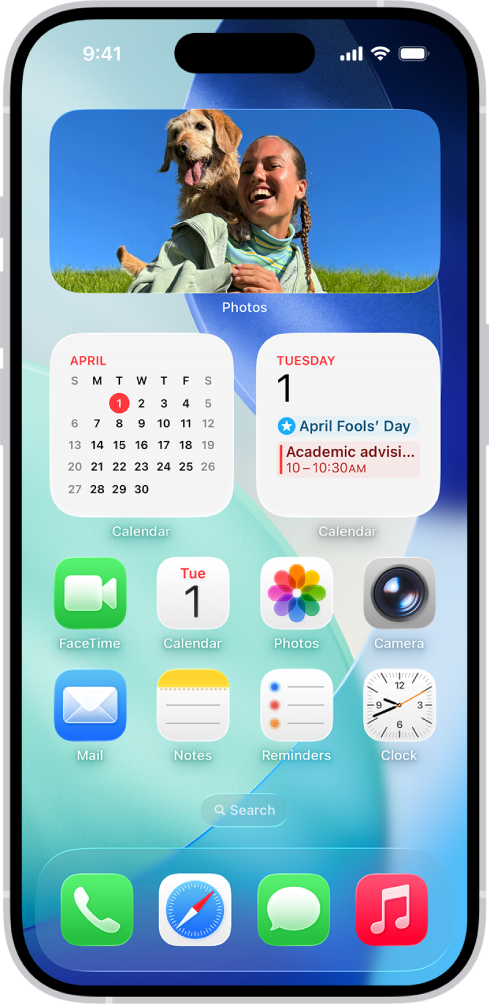 วิดเจ็ตสภาพอากาศ วิดเจ็ตเตือนความจำ และวิดเจ็ตบ้านบนหน้าจอโฮม iPhone วิดเจ็ตเตือนความจำและวิดเจ็ตบ้านแสดงคุณสมบัติแบบโต้ตอบ