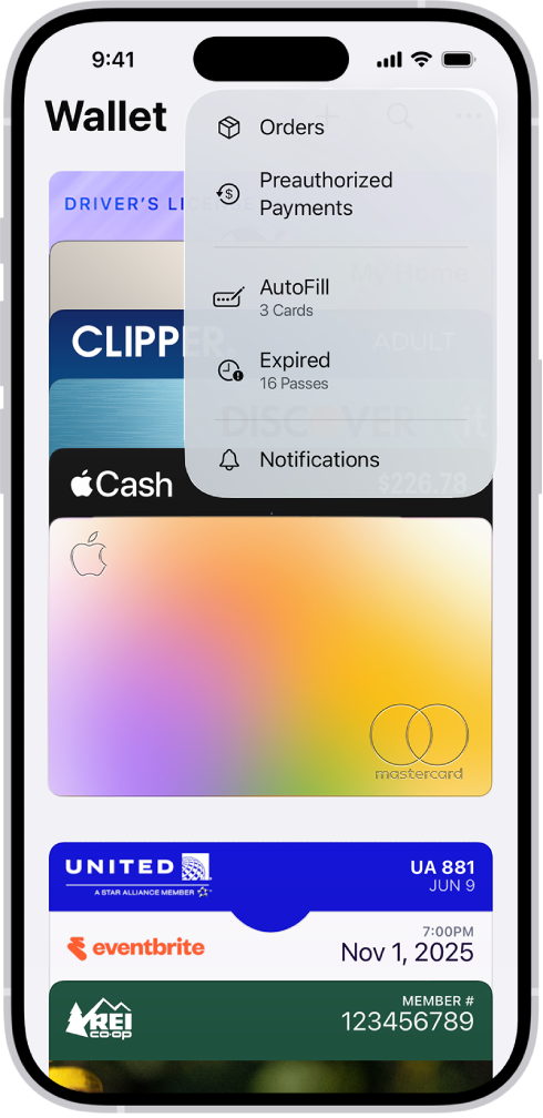 Cüzdan uygulamasında bir kredi kartı.
