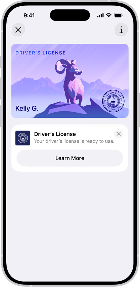 والیٹ ایپ میں ID کارڈ۔