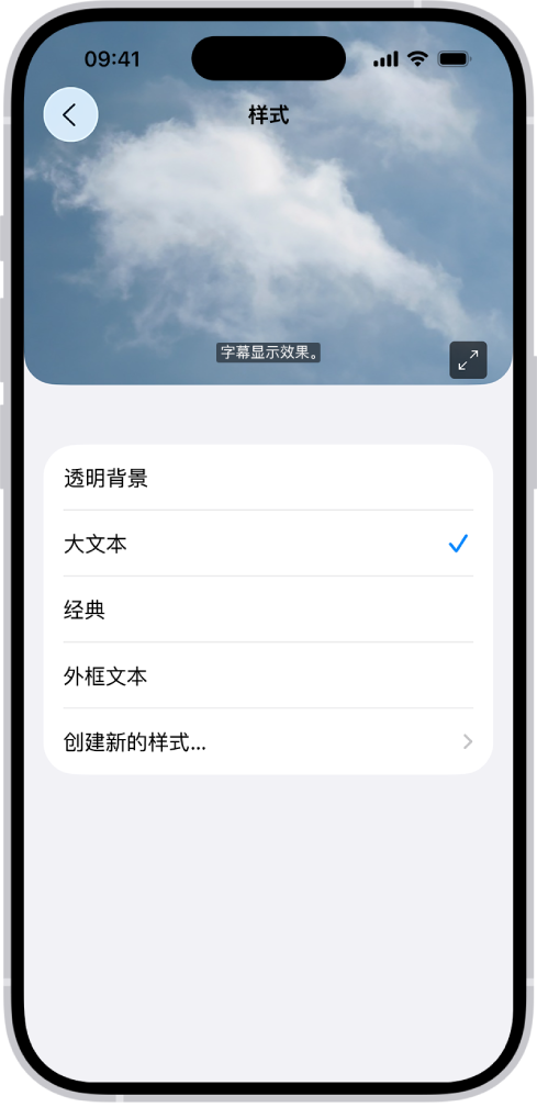 iPhone 显示带有自定义样式的字幕示例。