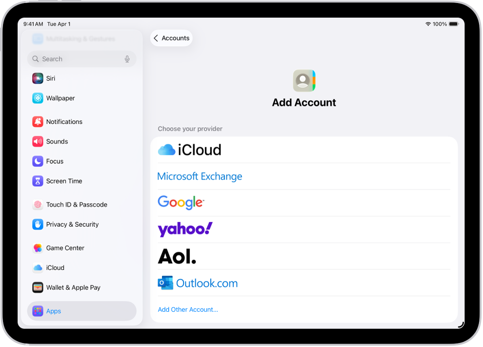 La schermata per aggiungere un contatto con diversi servizi disponibili.