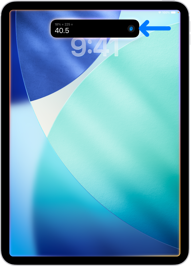 Een iPad met boven in het scherm een antwoord van Siri in de vorm van een berekening.