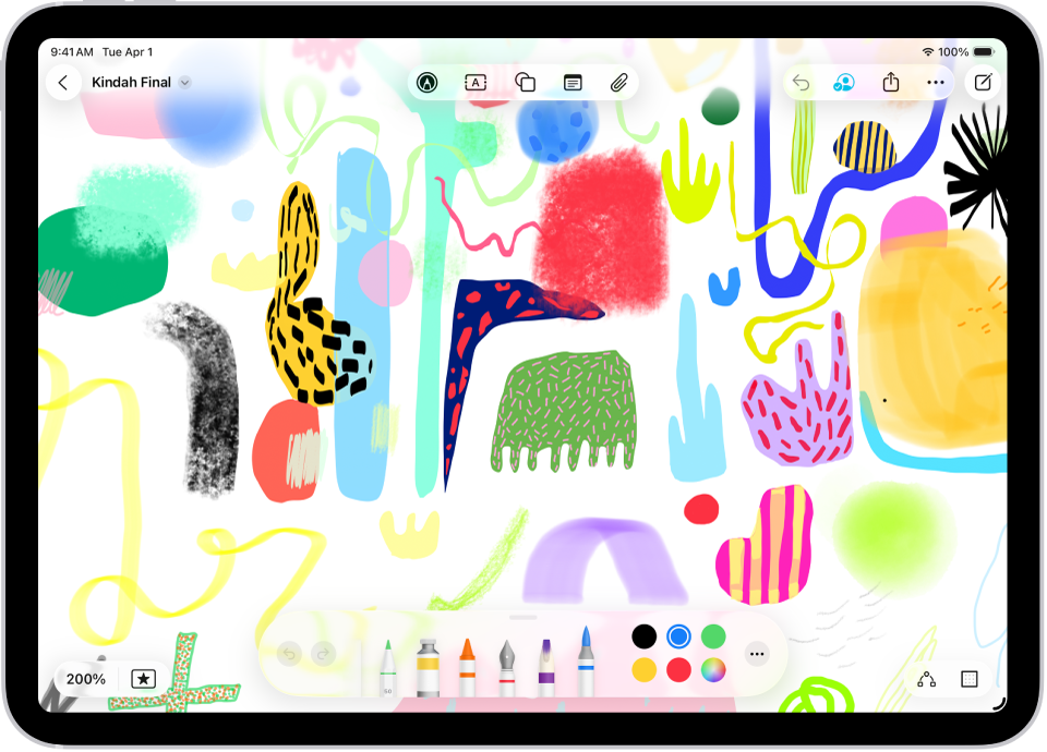 Freeform panosundaki bir çizimde çizim araçları görünüyor.