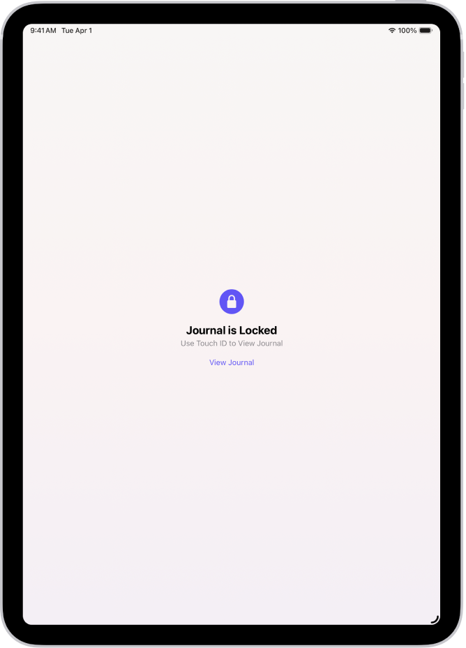 Екран, на якому пропонується скористатися Touch ID, щоб відімкнути щоденник.
