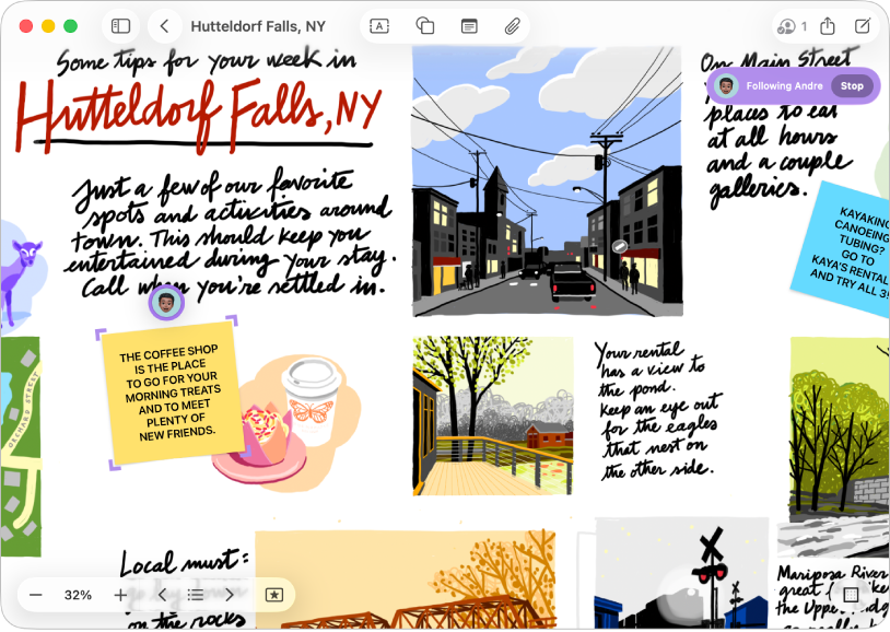 แอป Freeform เปิดอยู่บน Mac