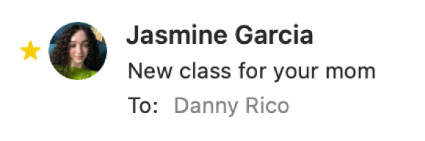 V območju glave sporočila je levo od imena pošiljatelja prikazana zvezdica VIP.