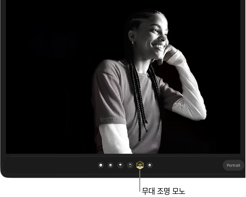 검은색 바탕으로 만드는 무대 조명 인물 사진.