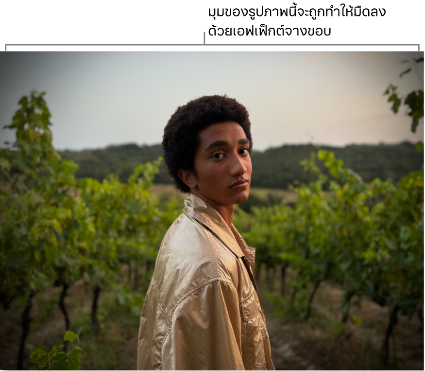 รูปภาพที่ปรับใช้ขอบจางซึ่งแสดงความมืดรอบๆ ขอบ