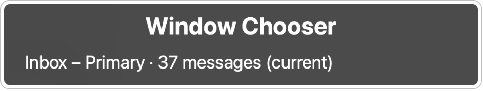 ตัวเลือกหน้าต่างที่แสดงหน้าต่างที่เปิดอยู่