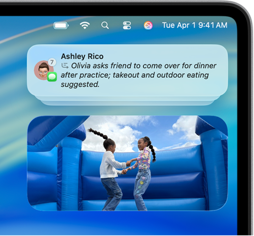 The top-right portion of the Mac desktop showing a summarised stack of notifications from an active Messages conversation.