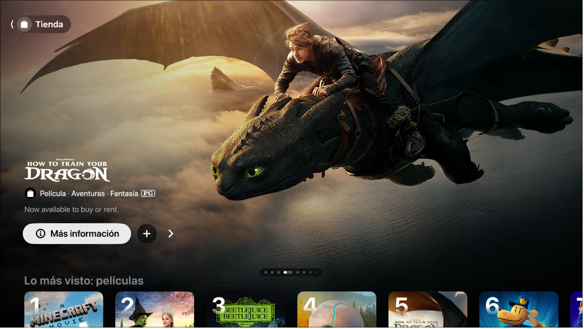 Pantalla que muestra la tienda de Apple TV