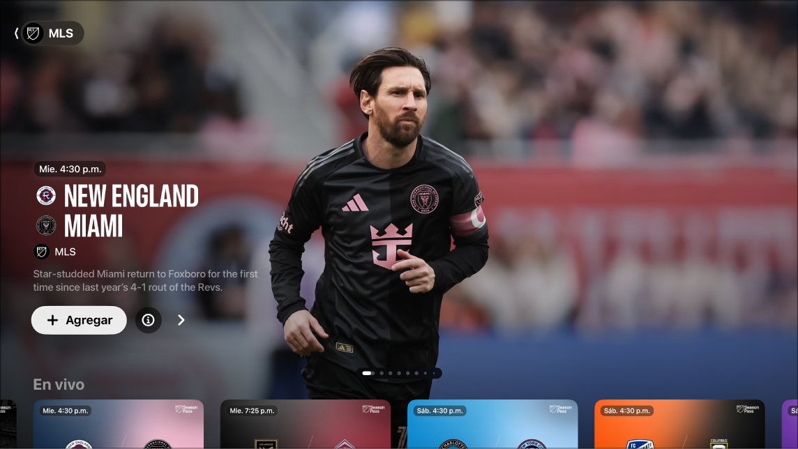 Pantalla mostrando el MLS Season Pass