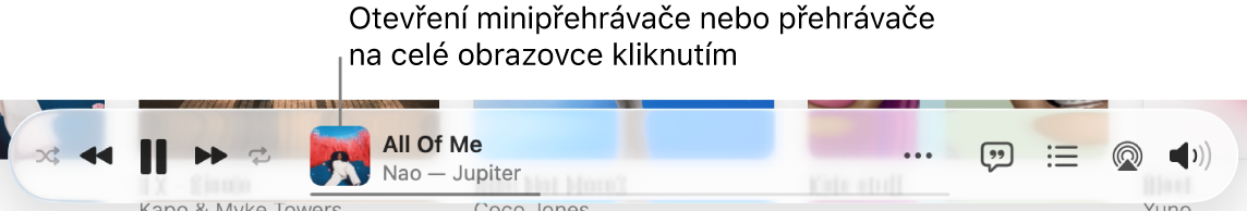 Minipřehrávač otevřete kliknutím na grafiku alba.