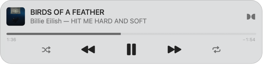 The smaller Music Mini Player, showing only the controls (and not the album artwork).