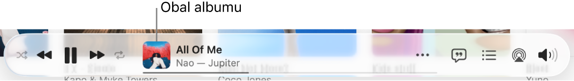 Obal albumu na ľavej strane bannera s prehrávanou skladbou.