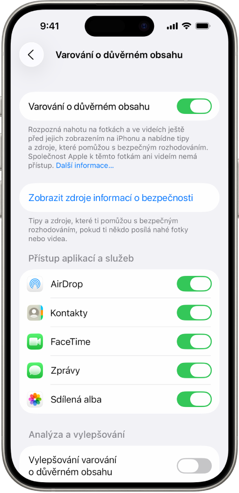 iPhone s obrazovkou Varování o důvěrném obsahu