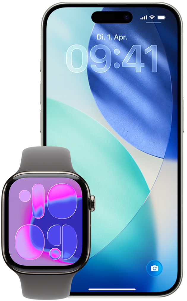 Eine Apple Watch und ein iPhone.