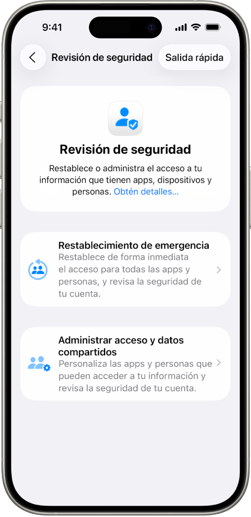 Un iPhone mostrando la pantalla de la revisión de seguridad.