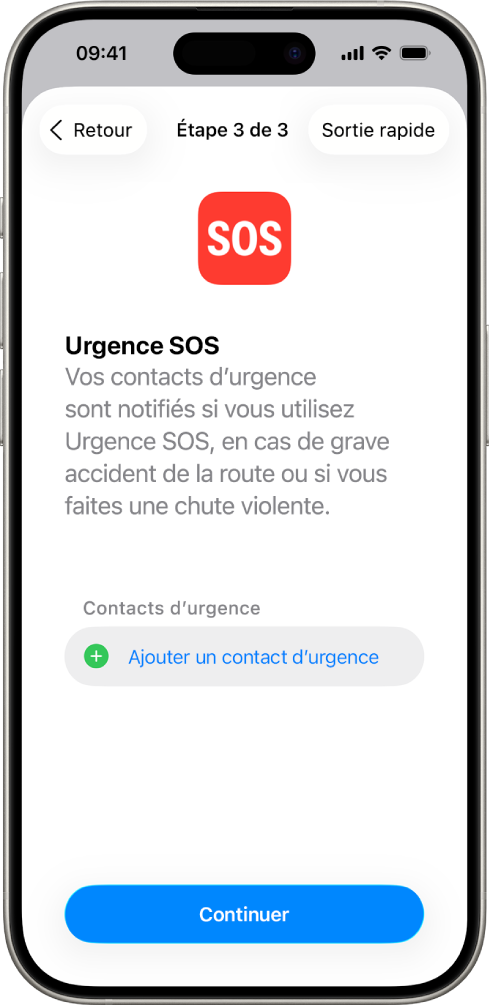 Un iPhone qui affiche l’écran Urgence SOS.