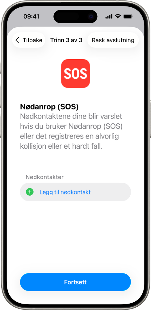 En iPhone som viser Nødanrop (SOS)-skjermen.