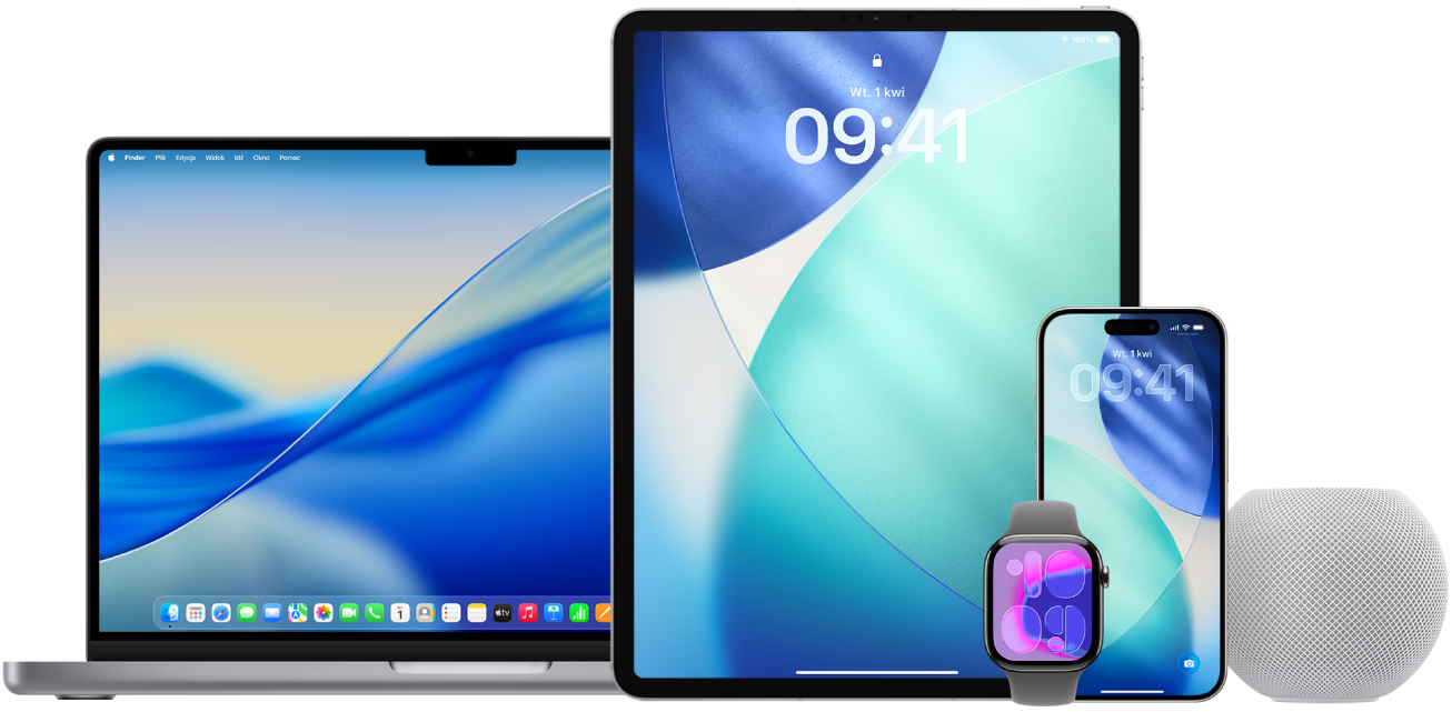 MacBook, iPhone, iPad, Apple Watch oraz HomePod.