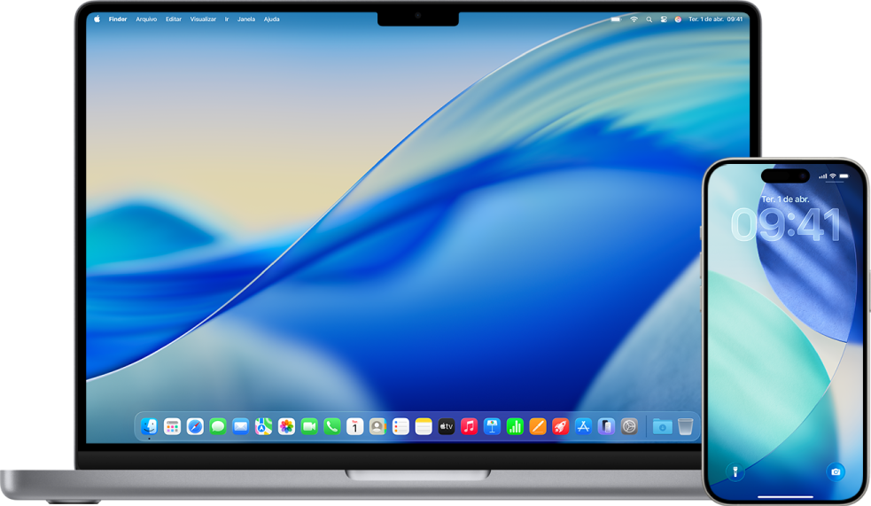 Um MacBook e um iPhone.