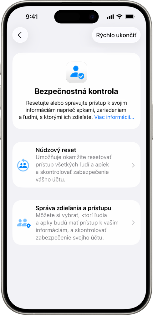 iPhone s obrazovkou Bezpečnostná kontrola.