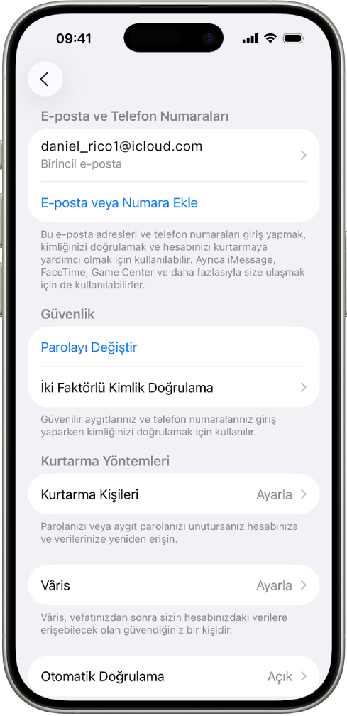 İki faktörlü kimlik doğrulamanın kapatıldığını gösteren bir iPhone ekranı.