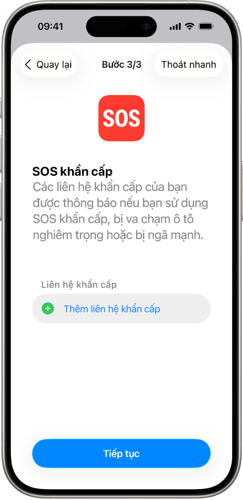 Một iPhone đang hiển thị màn hình SOS khẩn cấp.