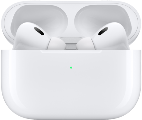 Os AirPods Pro 2 na caixa de carregamento.