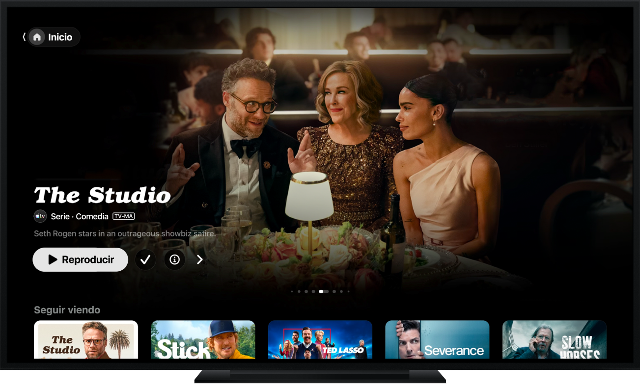 Pantalla de inicio de la app Apple TV
