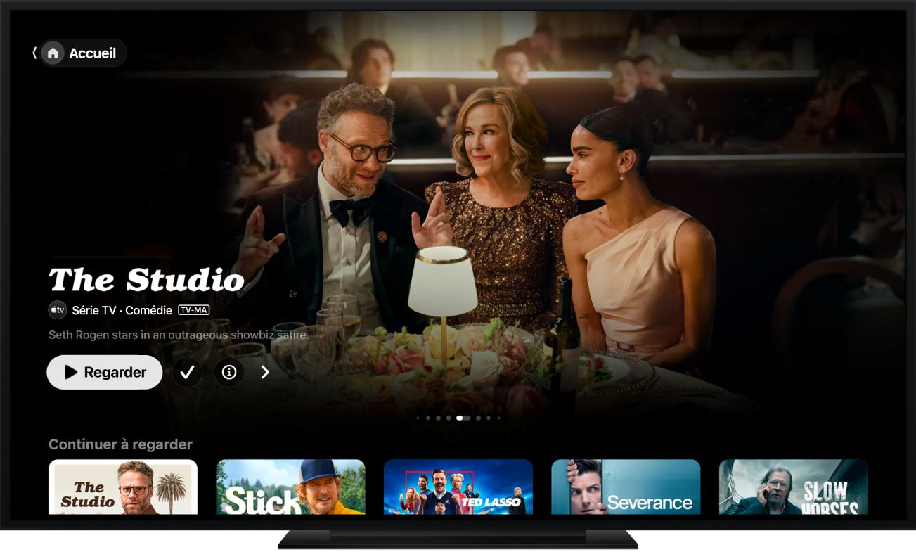 L’écran d’accueil de l’app Apple TV