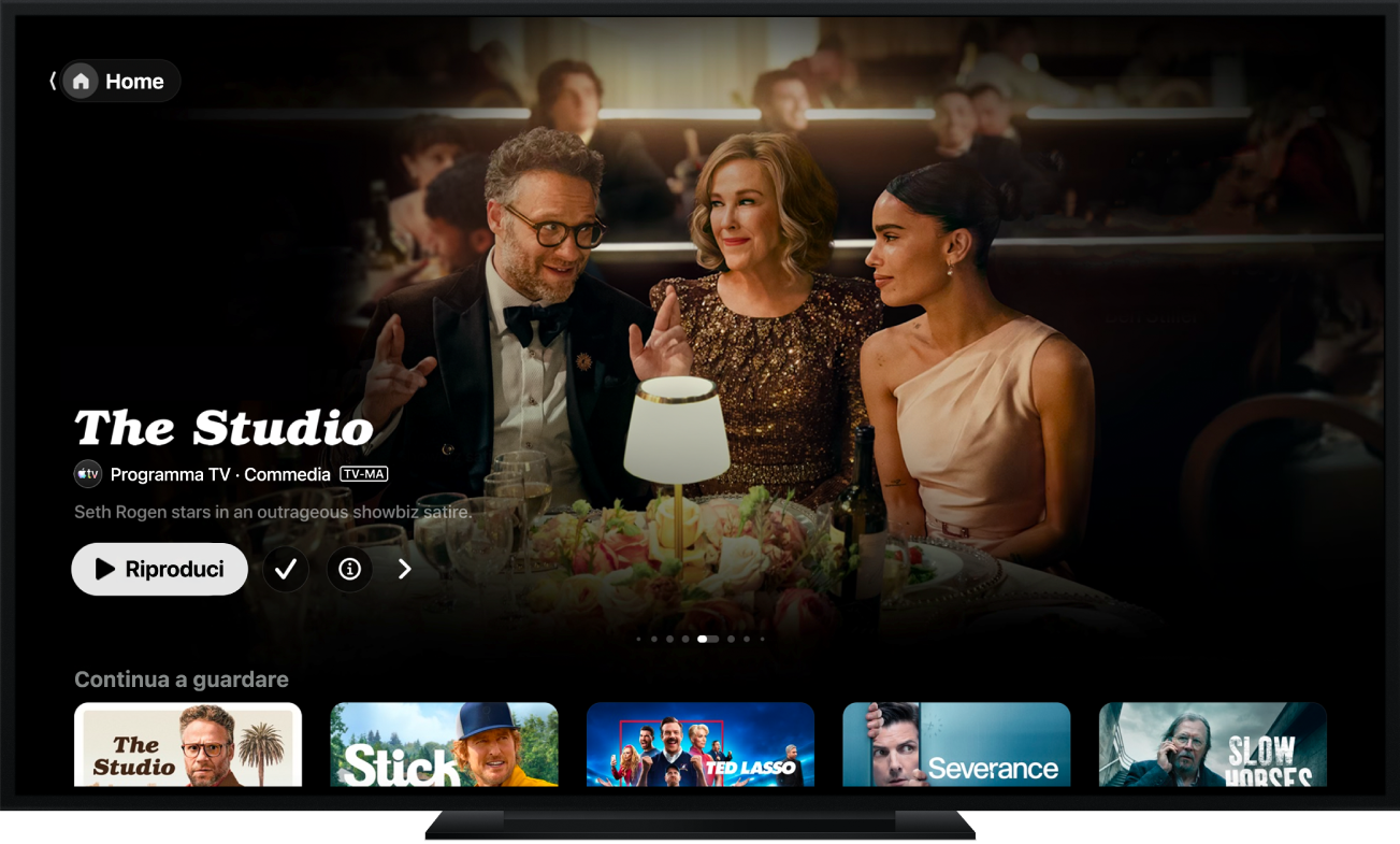 La schermata Home dell’app Apple TV