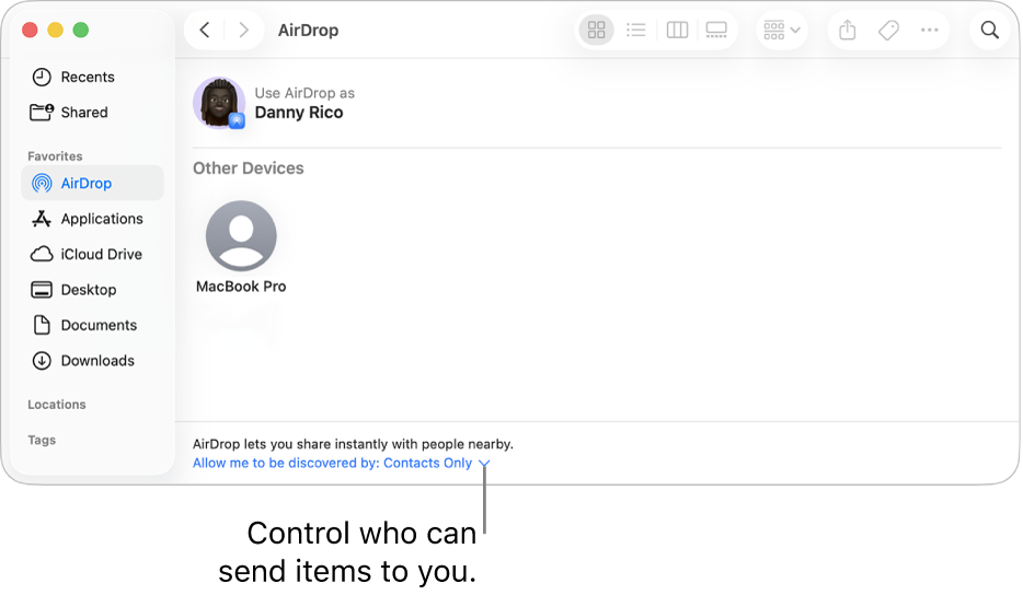 The Finder AirDrop window.