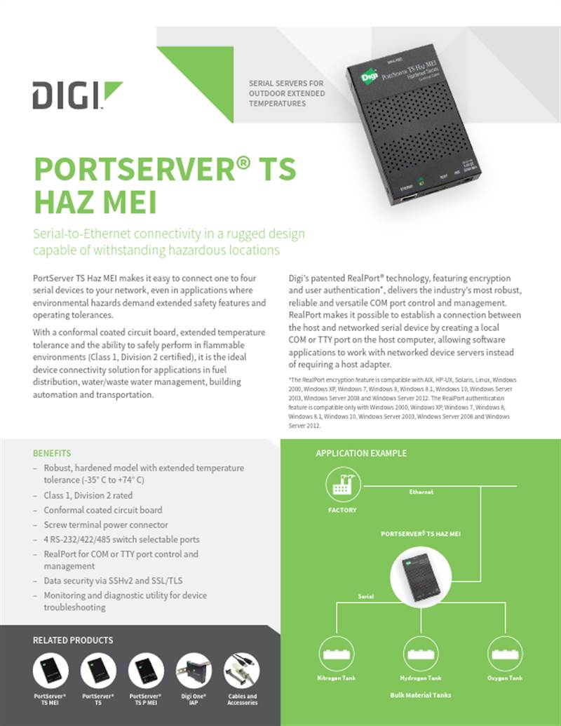 Fiche technique PortServer TS Haz MEI